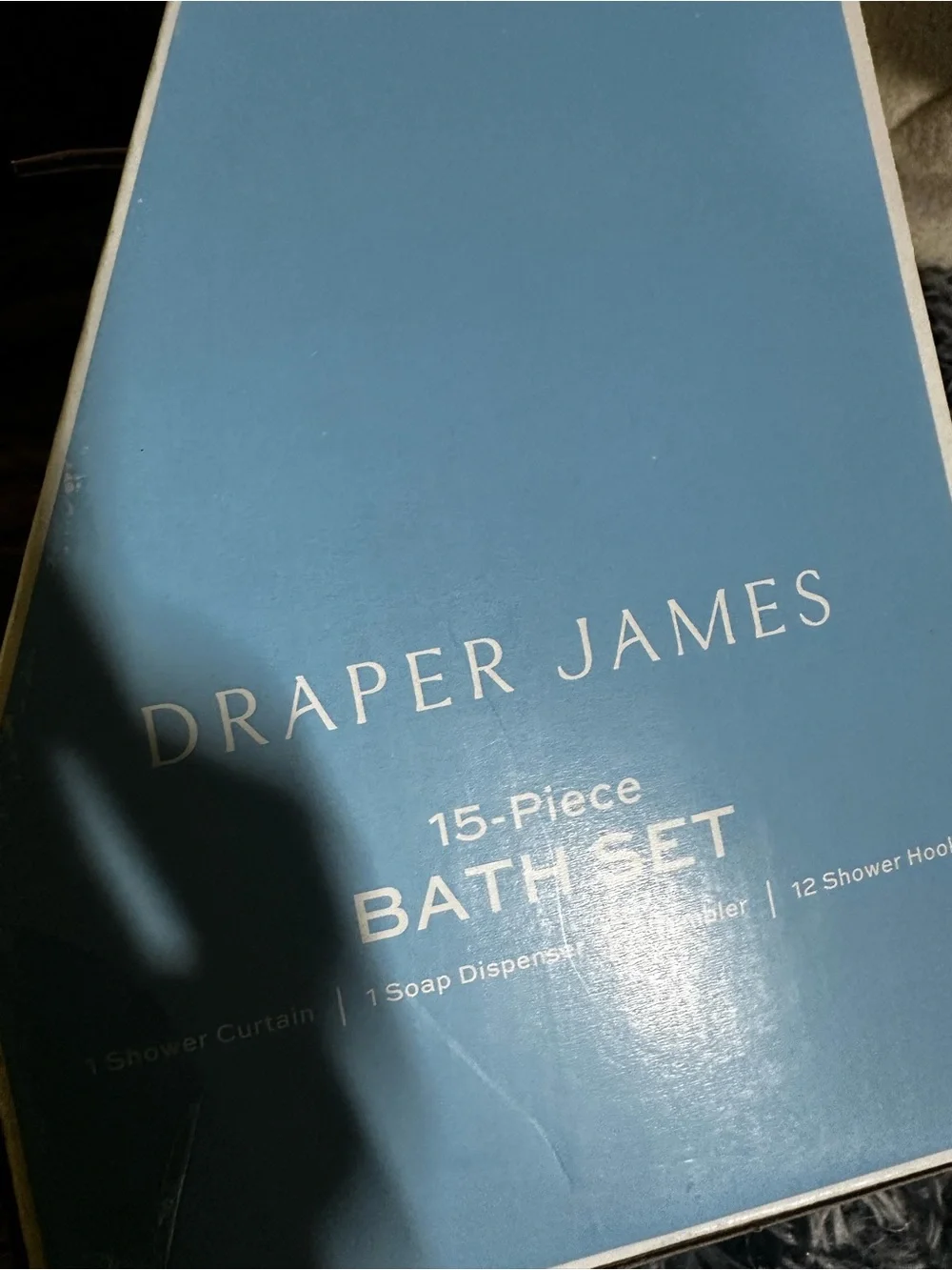 15PCS Draper James Navy & White Ceramic Bath Accessory Set/Floral Shower Towel